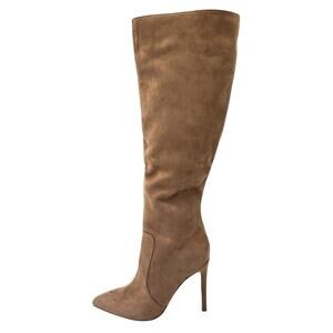 Marc Fisher Knee High Boots Ruminas 3 Tan Faux Suede Stiletto Heels Women's 6.5M